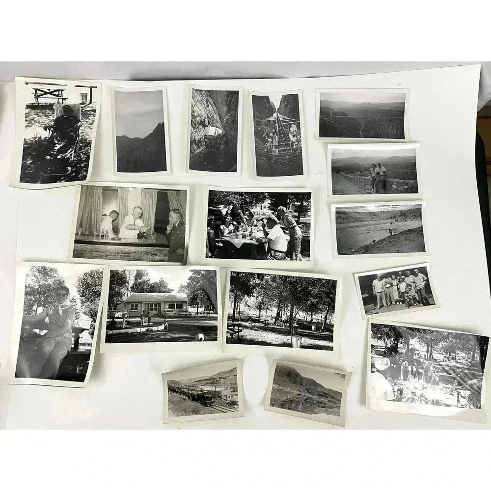 Antique Lot of 16 B&W Photographs 1950s Travel Snapshots Estate Find OOAK